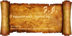 Fegyveresi Jusztin névjegykártya